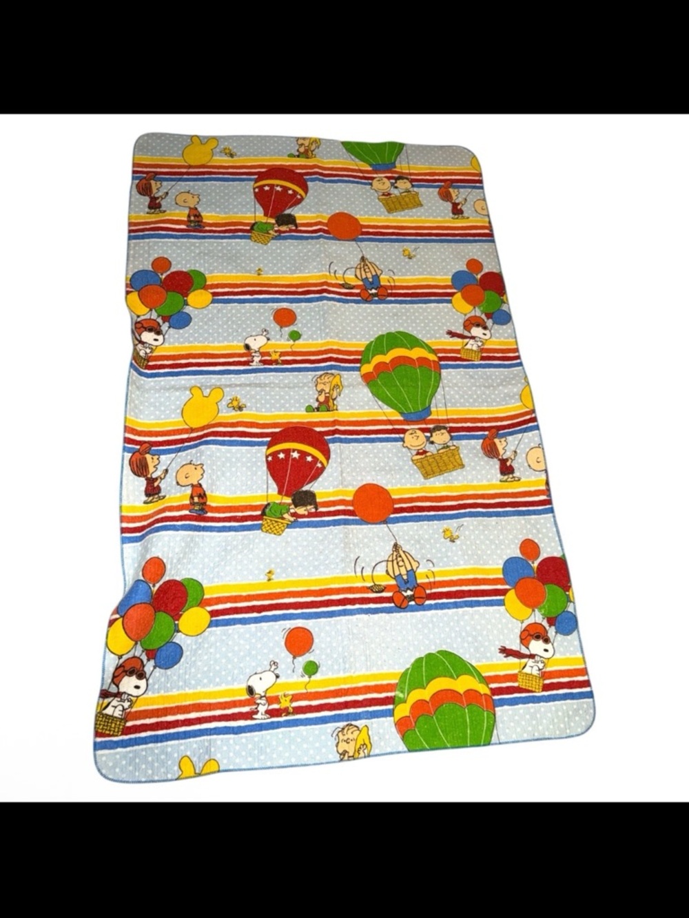 Vintage Peanuts Blanket Coverlet 55x40 Balloons Charlie Snoopy Peppermint Patty